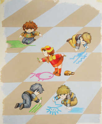 Вилбик Тереза. Лот из пяти иллюстраций к книге В. Хотомской "Леонек и лев" (М.: Детская литература, 1985)